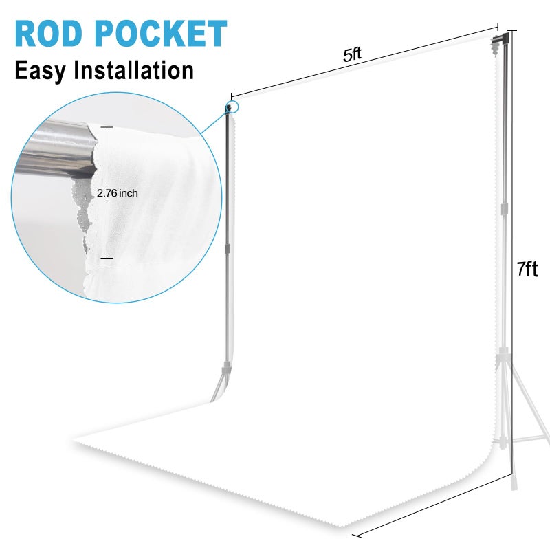 LYLYCTY White Backdrop for Photoshoot, Professional Photo Backdrop Background Curtain for Product Photographyï¼ŒPortraits, Wedding, Party, Live Streaming Video Recording 5X7 FT (Background Only) - Image 2